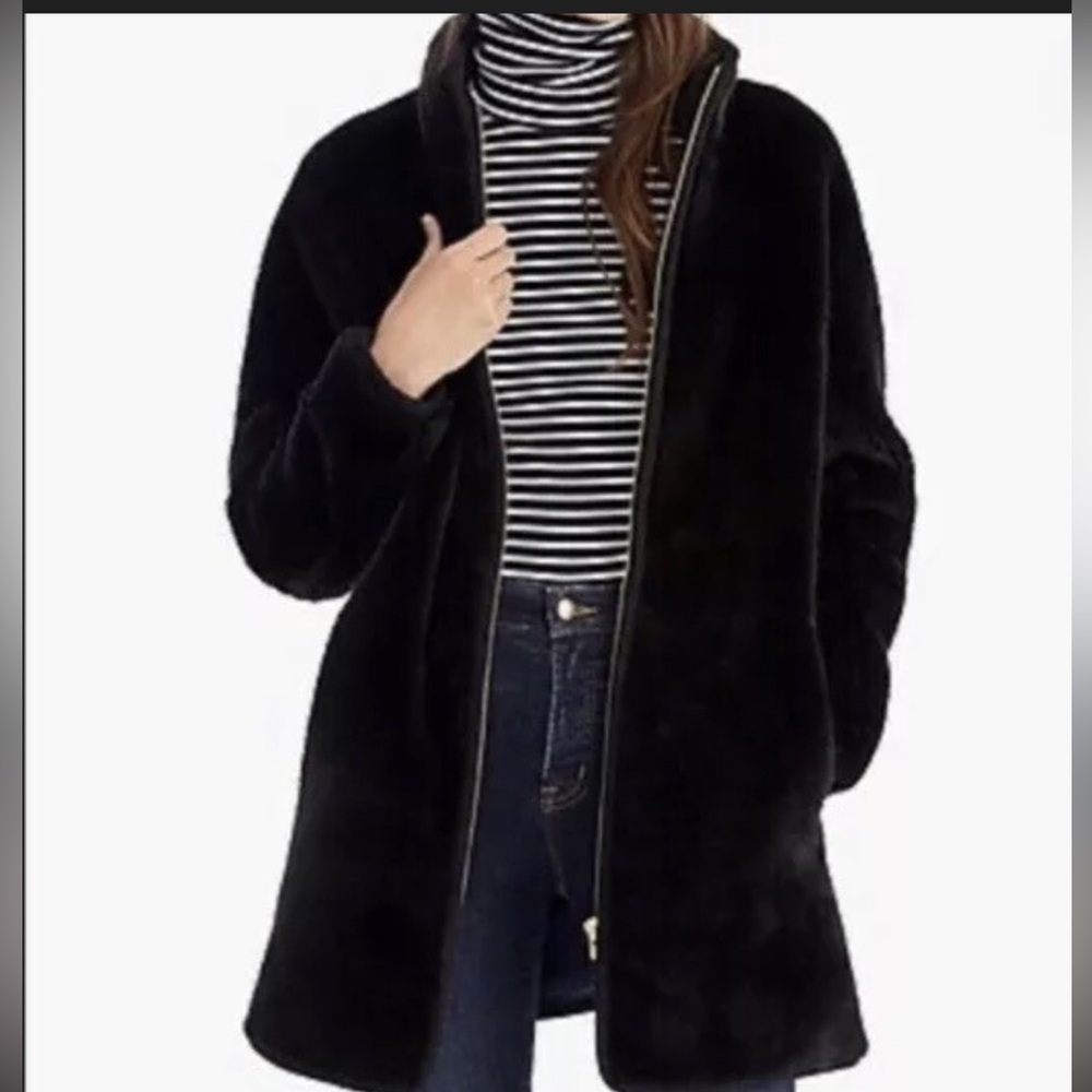 J.Crew Factory black teddy coat jacket size XS - Picture 1 of 5